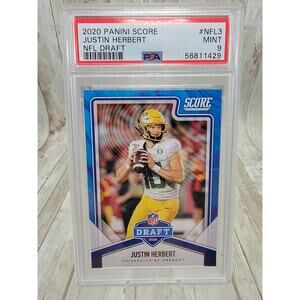 Justin Herbert 2020 Panini Score NFL Draft #NFL-3 Chargers Rookie RC PSA 9 Mint